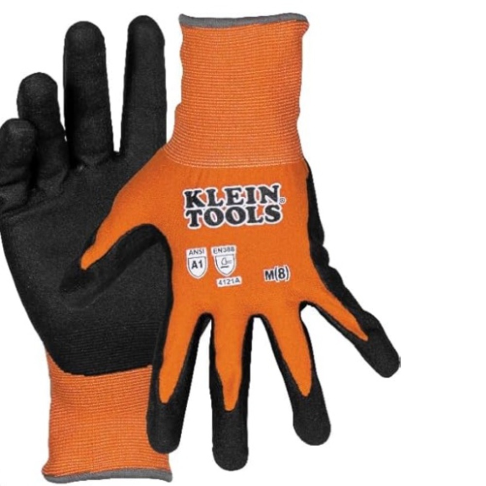 Klein Tools Work Gloves, Knit Dipped Cut Resistant Nitrile Coated Gloves, Medium